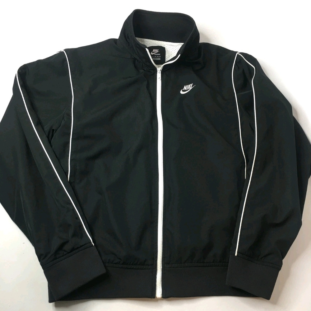 Nike Y2K Jacket Black White Side Pockets Mesh Lining Black Tag Athletic Sport